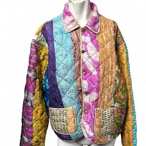 Handmade quilt silk patchwork jacket